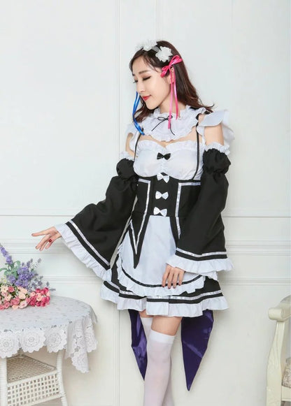 Color: Black, Style: Adult-M, Size:  - Anime cosplay maid outfit