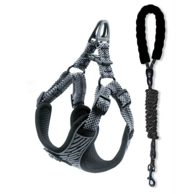 Color: Silver and tow rope, Size: XS - Pet chest strap explosion-proof flush reflective vest