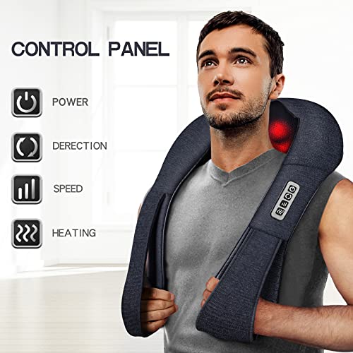 Shiatsu Back Shoulder and Neck Massager with Heat, Electric Deep Tissue 4D Kneading Massage for Shoulder, Back and Neck, Best Gifts for Women Men Mom Dad