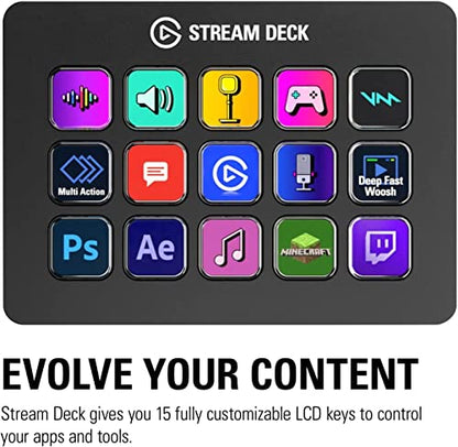 Elgato Stream Deck Classic - Live production controller with 15 customizable LCD keys and adjustable stand, trigger actions in OBS Studio, Streamlabs, Twitch, YouTube and more, works with PC/Mac