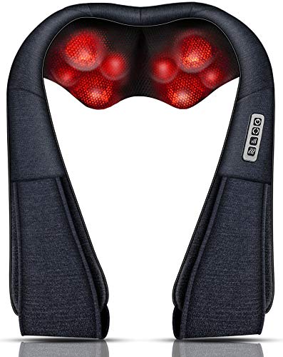 Shiatsu Back Shoulder and Neck Massager with Heat, Electric Deep Tissue 4D Kneading Massage for Shoulder, Back and Neck, Best Gifts for Women Men Mom Dad