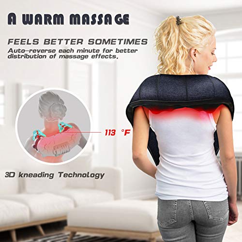 Shiatsu Back Shoulder and Neck Massager with Heat, Electric Deep Tissue 4D Kneading Massage for Shoulder, Back and Neck, Best Gifts for Women Men Mom Dad