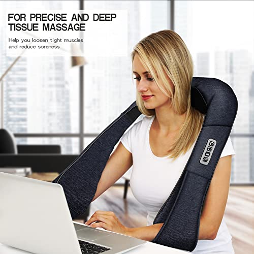 Shiatsu Back Shoulder and Neck Massager with Heat, Electric Deep Tissue 4D Kneading Massage for Shoulder, Back and Neck, Best Gifts for Women Men Mom Dad