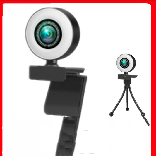 style: D, power: USB - Computer Web Camera Round With Fill Light HD1080P Live Video Camera