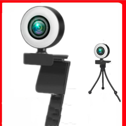 style: D, power: USB - Computer Web Camera Round With Fill Light HD1080P Live Video Camera