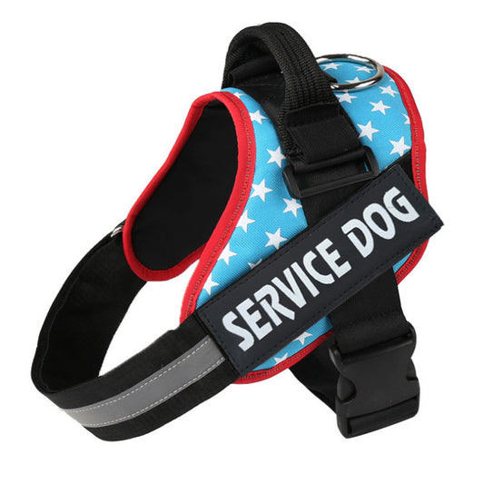 Color: Light Blue, Size: L - Strong Nylon Reflective Strip Pet Traction Chest Strap