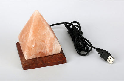 Wooden Base Himalayan Crystal Rock Salt Lamp Air Purifier Night Light FREE GLOBAL SHIPPING - Style: Smaller