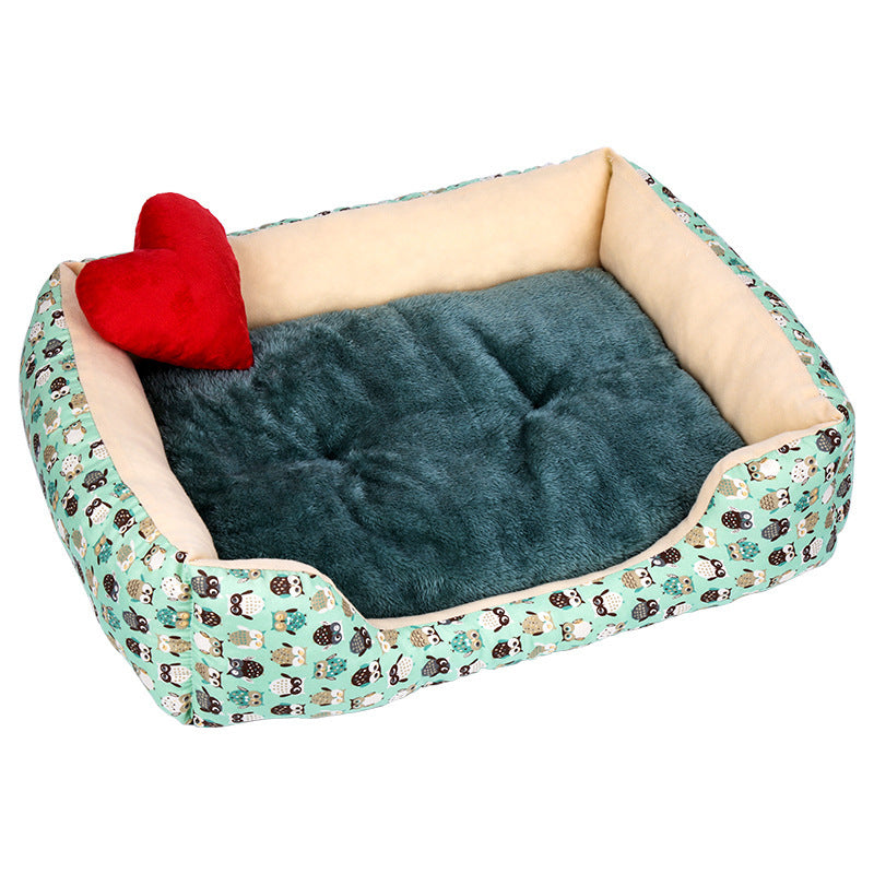 Color: Green, Size: M - Warm Plush Bed