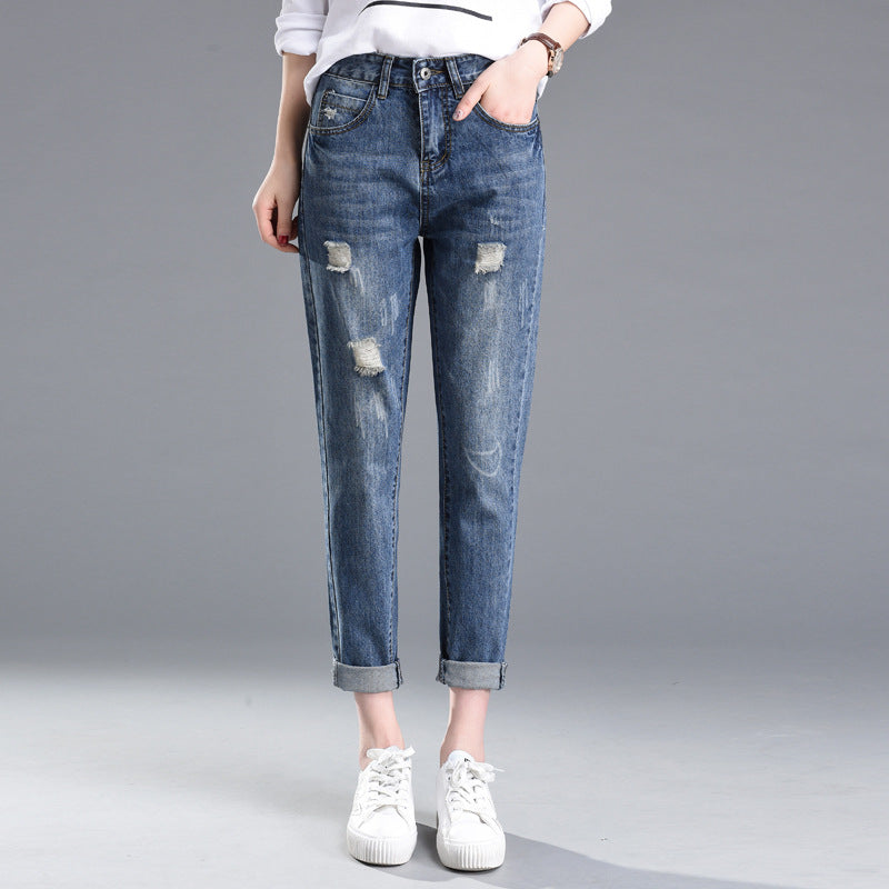 Color: Dark Blue, Size: 29 - Ripped jeans for women