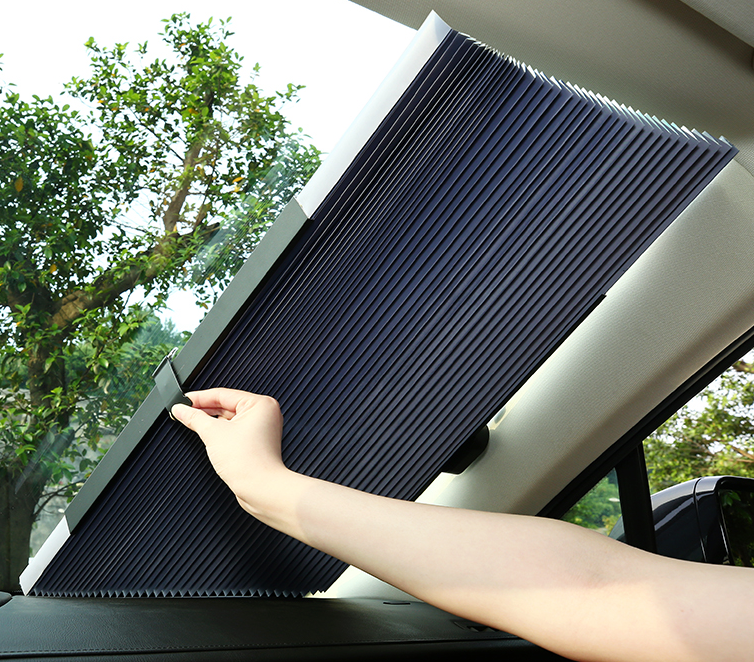 Size: Back46cm - 4Size Automatic Telescopic Adjustable Sun Shade Board Sun Protection Cars Trucks Front Windshield Sun Umbrella Board Car Curtain