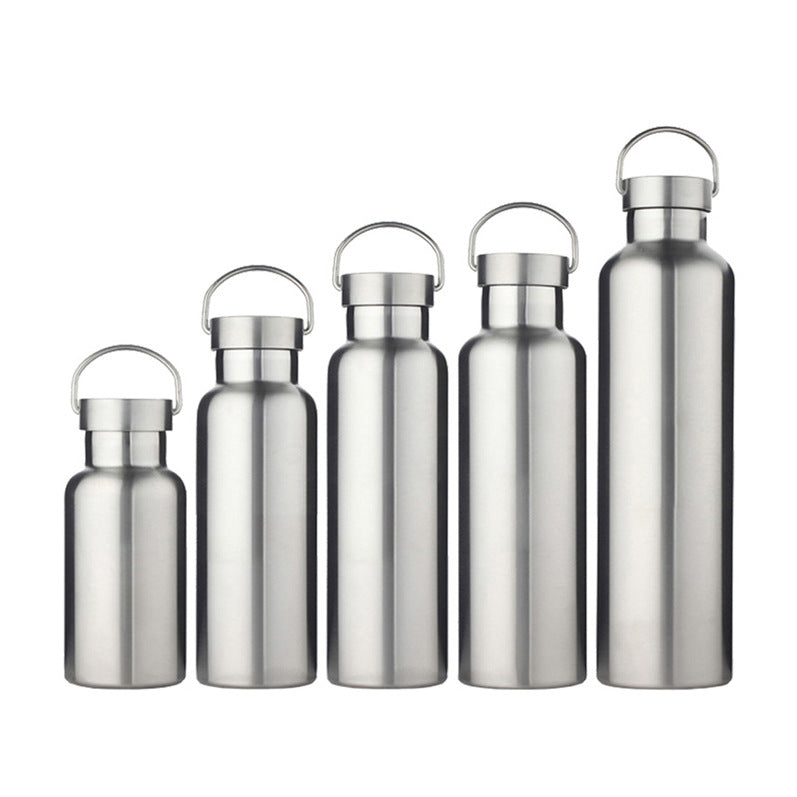 Color: Stainless steel, Size: 350ML - Stainless steel sports bottle