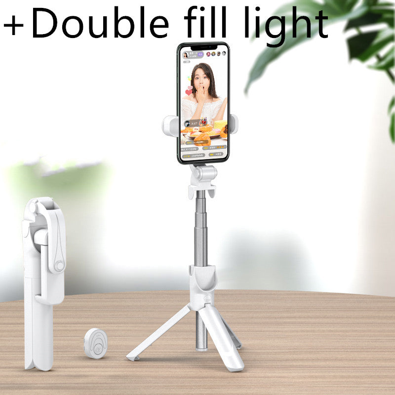 Color: White mini flash - Selfie stick mobile phone live support