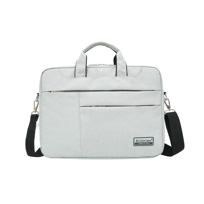 Color: Light grey, Size: 15 - Business men's laptop bag large capacity briefcasemillet single shoulder bag inner bag