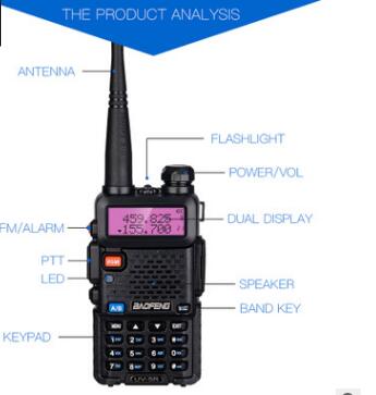 Neue angekommene BAOFENG UV-5RT ड्युअल बैंड 2 वे रेडियो VHF136-174Mhz और UHF 400-520 Mhz fm वॉकी टॉकी 