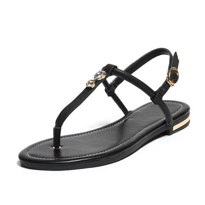 Color: Black, Size: 39 - Flip-flop flat sandals