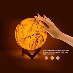 Color: 3 colors, style: Touch-8cm, Size:  - Moon Light Painted LED Lightning 3D Night Light