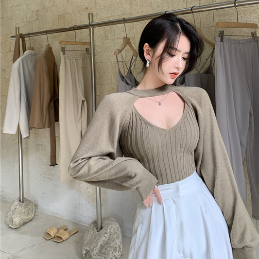 Color: Coffee color top, Size: M - Fashion Pullover Round Neck Shawl Top Women