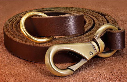 Color: Brown, Size: L - Middle cowhide traction rope