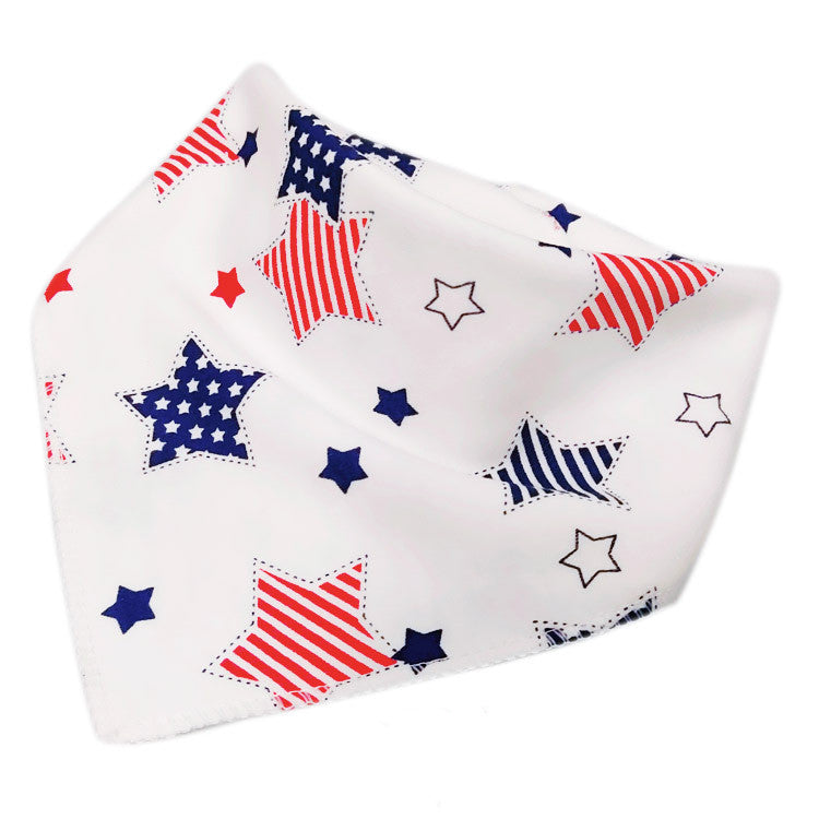 Color: Red and Blue Star - Cotton Baby Bibs Bandana