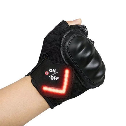 Color: Black, Size: M - Turning Automatic Induction Turn Signal Gloves Warning Light Gloves