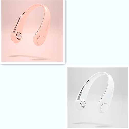 Color: White Pink set, power: USB - New Hanging Neck Fan Usb Charging Lazy Portable Small Fan Student Office Sports Leafless Hanging Neck Fan