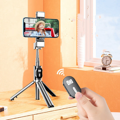 Color: Black mini flash - Selfie stick mobile phone live support