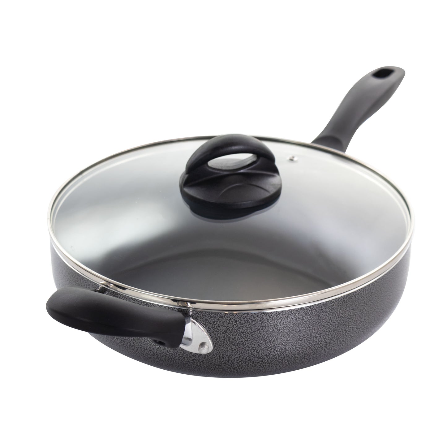 Oster Clairborne 10.25 Inch Aluminum Saut Pan with Lid in Charcoal Grey