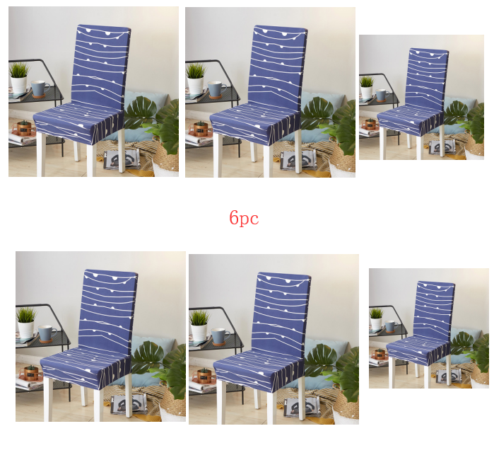 Color: 6pc Happy notes - Home Chair Cover Hotel Chair Package Chair Cover Siamese Elastic Chair Cover Office Computer Seat Cover