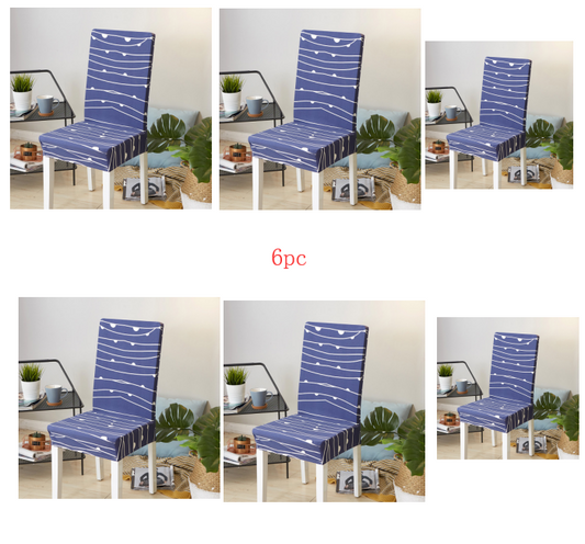 Color: 6pc Happy notes - Home Chair Cover Hotel Chair Package Chair Cover Siamese Elastic Chair Cover Office Computer Seat Cover