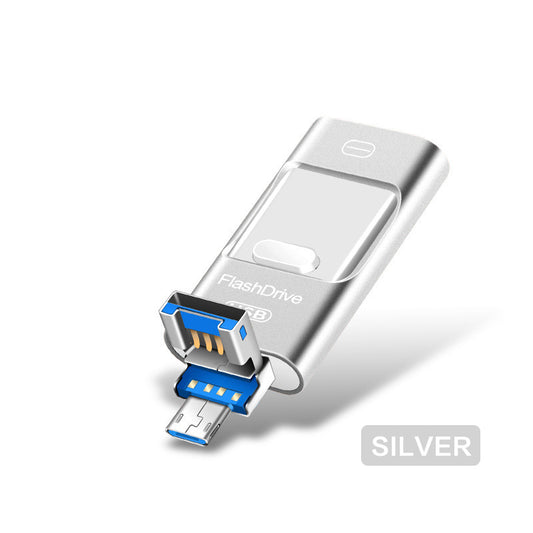 Color: Silver, capacity: 8GB - Universal Three-in-one USB Drive For Mobile Phone And Computer