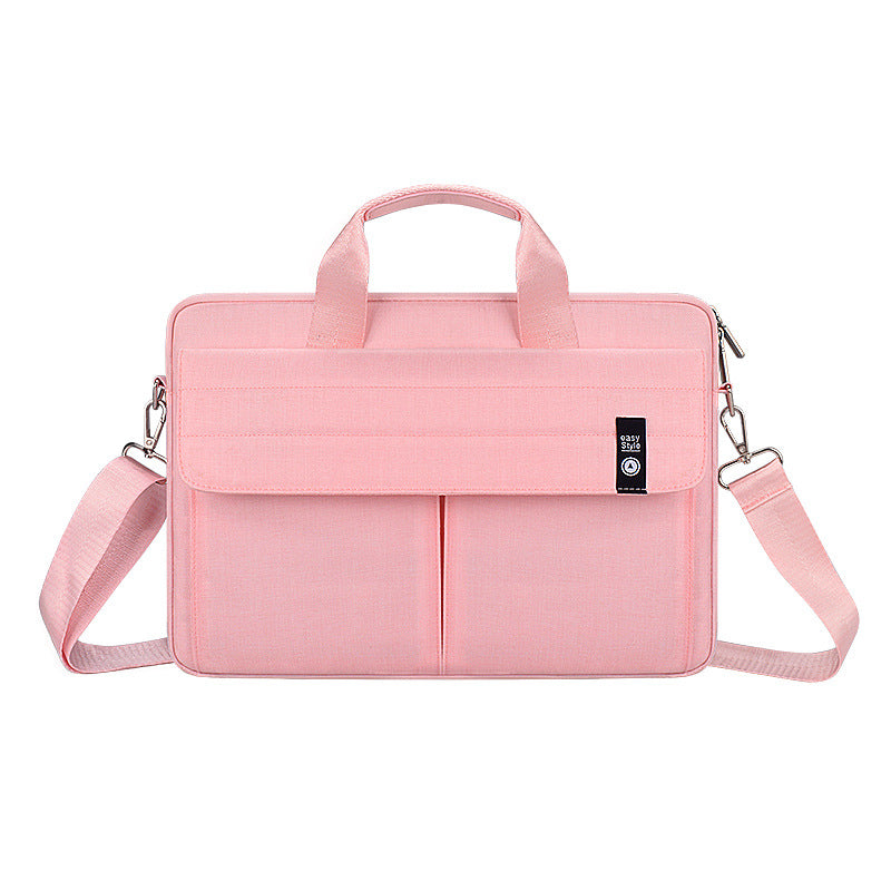 Color: Pink, Style: A, Size: 14.1 to 15.4 inch - Portable laptop computer bag shoulder briefcase