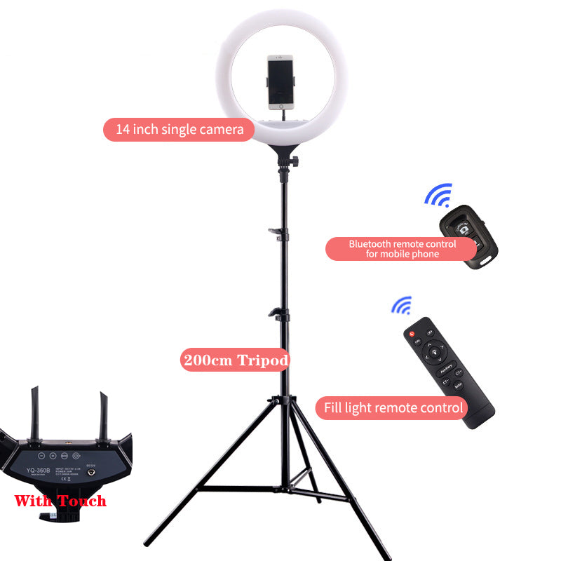 Color: YQ360B and tripod, power: 220V US - 14 Inch Fill Light Mobile Phone Live Support