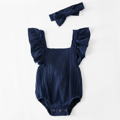 Solid color ruffled baby robe