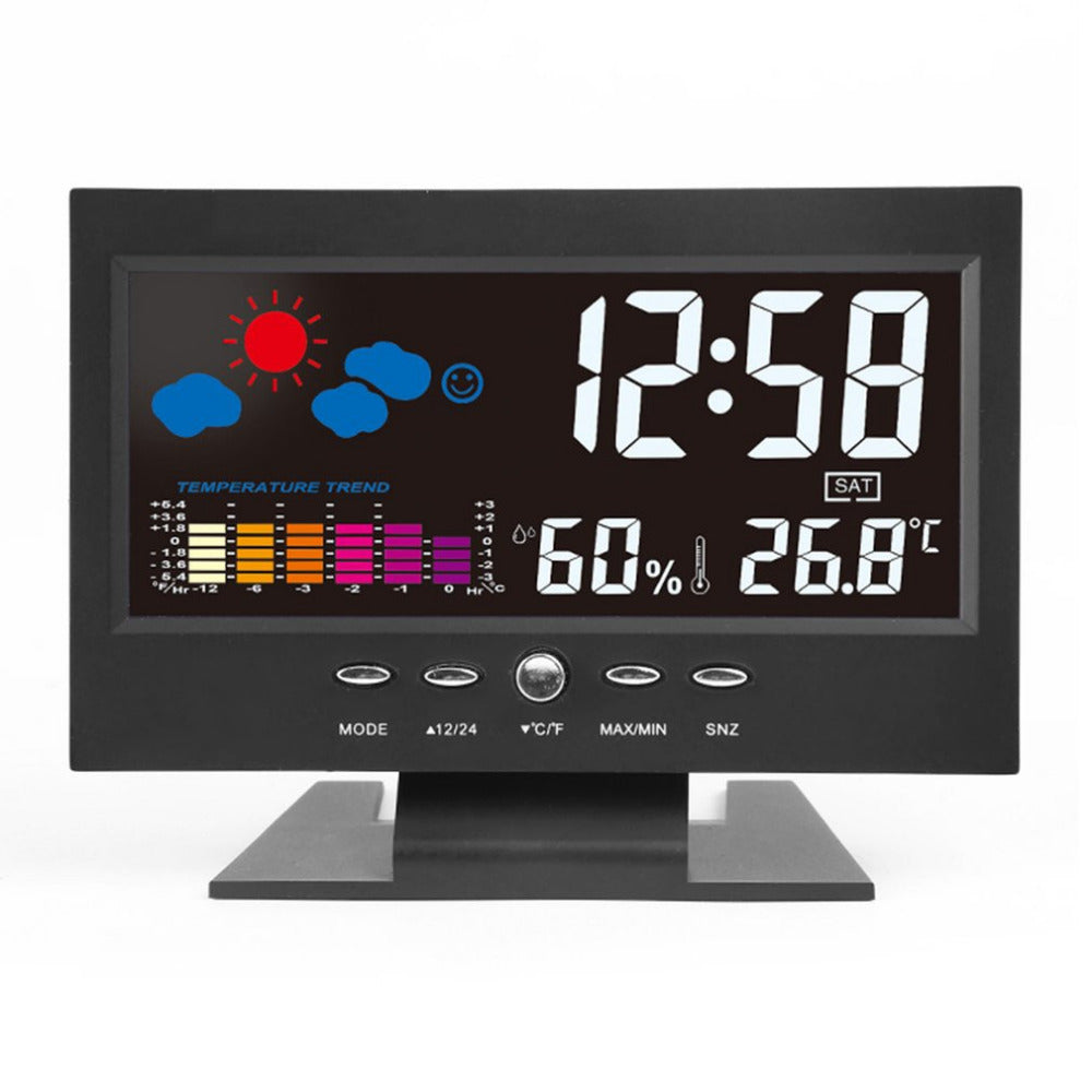 Color: Black - Multi-function large screen perpetual calendar clock