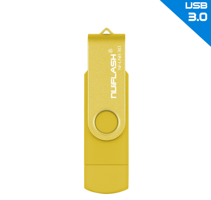 Color: Yellow, Size: 128GB - OTG 64GB 32GB 16GB Pen Driver USB Flash Disk External Storage Rod 32GB 3.0U Disk