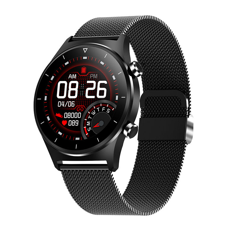 Color: Black steel - Compatible with Apple , Waterproof Silicone Strap Bluetooth Watch