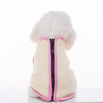 Color: Light yellow, Size: L - Pet high neck zipper vest