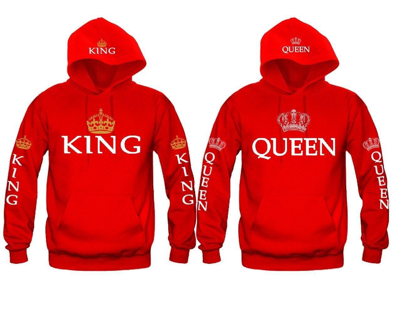 Color: KingL+QueenM, size: Red - Blue King & Queen Hoodies