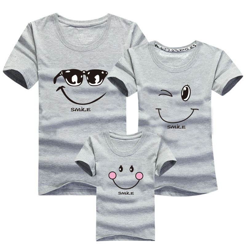 Color: Dark Grey, Size: FatherL - Round Neck Half Sleeve Family Outfit For A Family Of Three