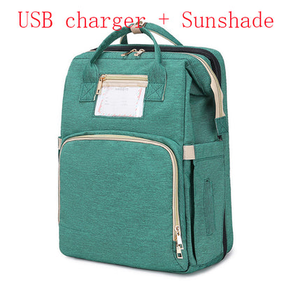 Color: Green Sunshade USB - Portable Folding Crib Mummy Bag Portable