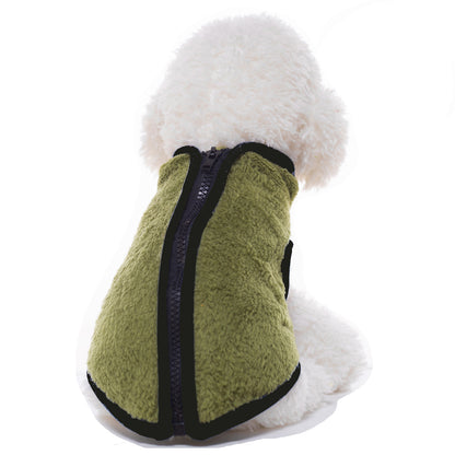 Color: Army Green, Size: XL - Pet high neck zipper vest