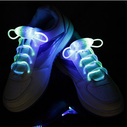 Size: Bule green - Led Sport Shoe Laces Glow Shoe Strings Round Flash Light Shoelaces