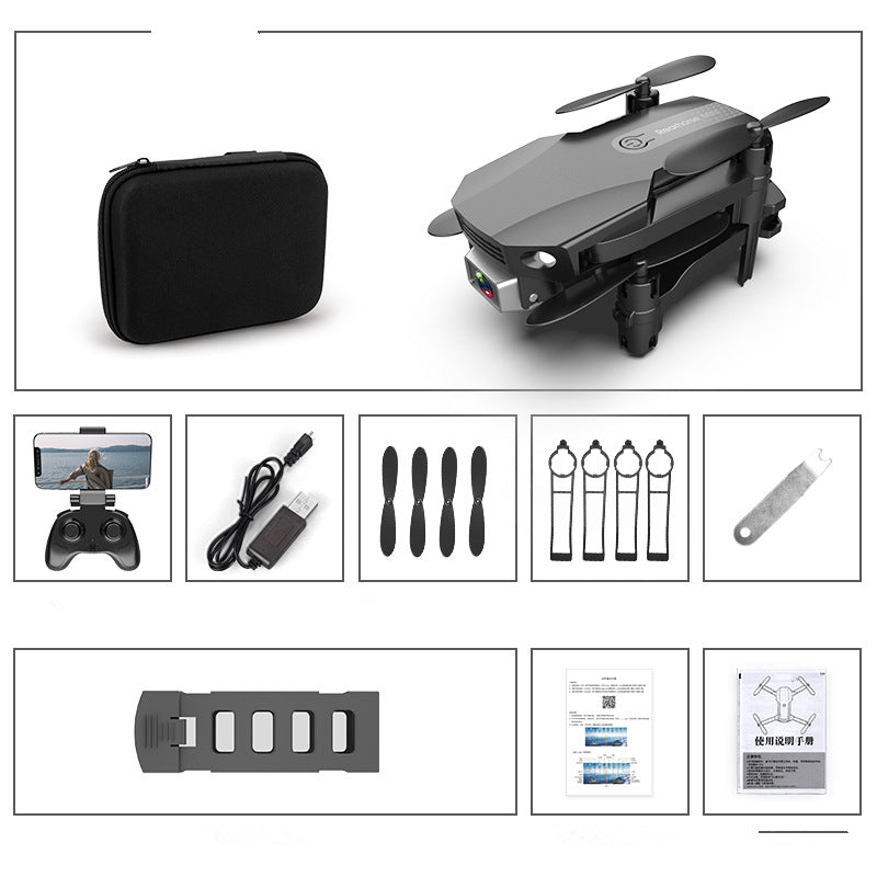 Color: Black 1080Pand bag - Folding Drone HD 4K Aerial Photography Mini Quadcopter Toy RC Airplane