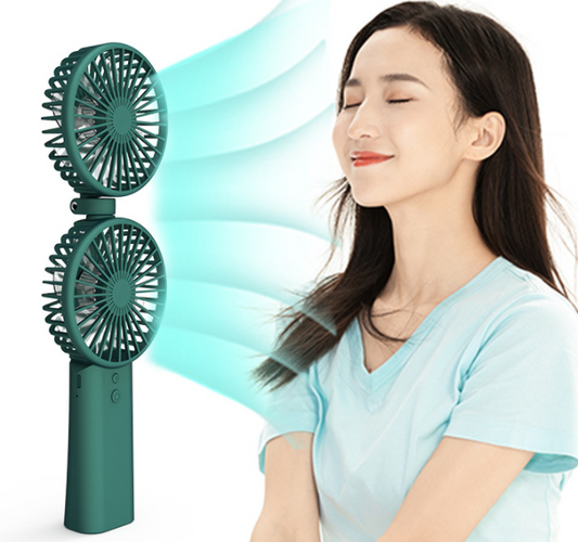 Color: Green, power: USB-3000Milliampere, capacity:  - New Portable Handheld Fan Office Desktop Student Multifunctional Silent Hanging Neck Folding Small Electric Fan