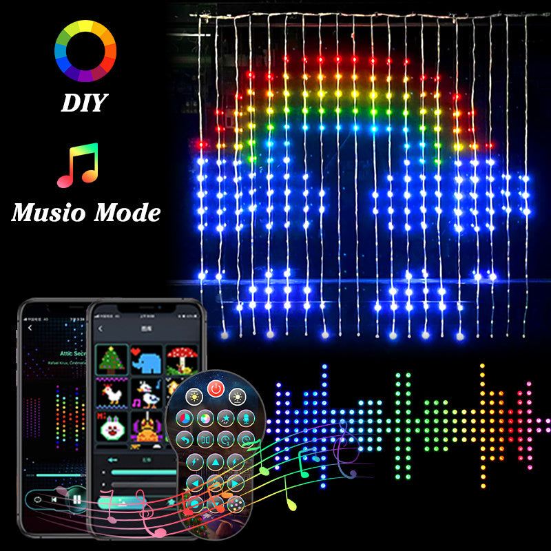 Smart Bluetooth App Control RGB Curtain Lights LED Color Changing Fairy Light DIY Picture Window Christmas Wedding Bedroom Decor