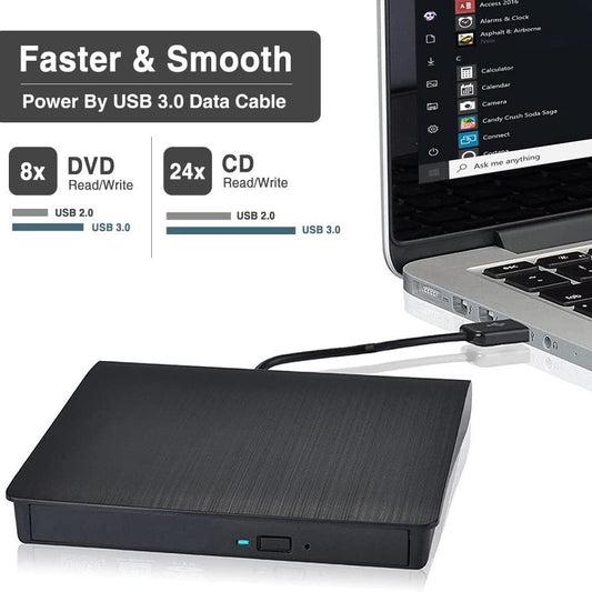 External DVD CD Drive; USB 3.0 Portable CD DVD +/-RW Drive; Slim DVD/CD ROM Rewriter Burner High Speed Data Transfer Compatible With Laptop Desktop PC MacBook Windows 7/8/10/11/XP/Vista/Linux OS