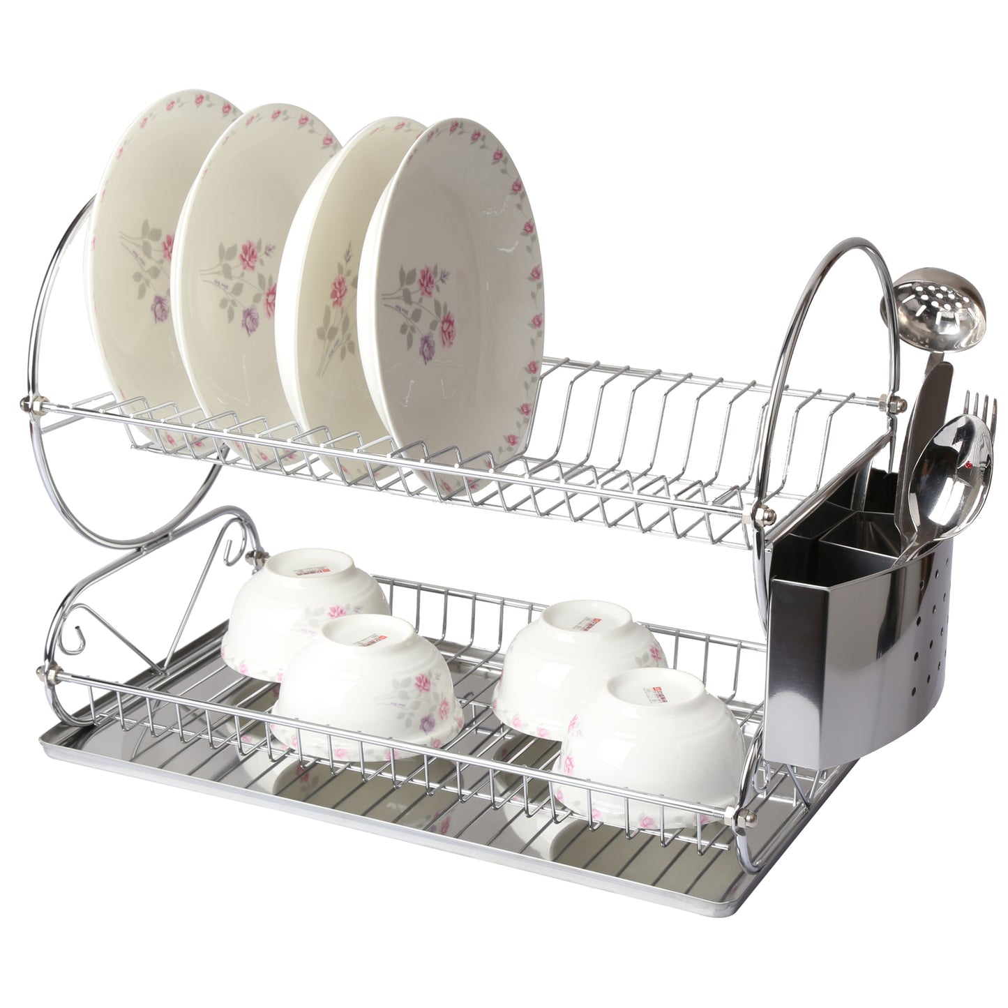 MegaChef Chrome Plated 17.5 Inch Two Shelf Dish Rack