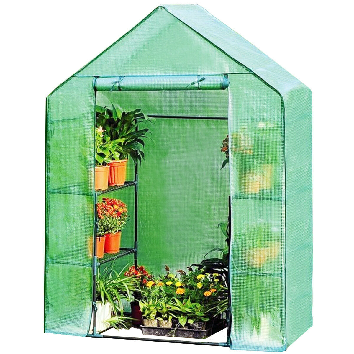 Portable 4 Tier Walk-in Plant Greenhouse with 8 Shelves