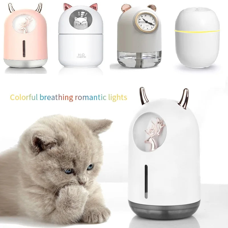 Optimize product title: Compact Mini USB Humidifier - Portable Moisturizing Aromatherapy Air Bear with LED Mist Maker, Perfect for Home and Car Use