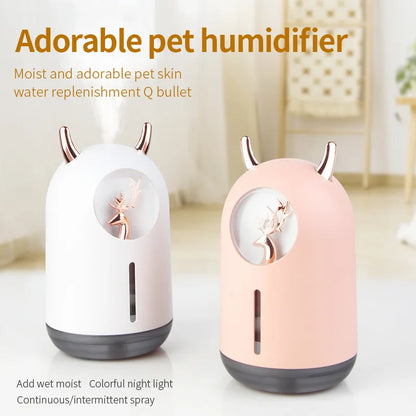 Optimize product title: Compact Mini USB Humidifier - Portable Moisturizing Aromatherapy Air Bear with LED Mist Maker, Perfect for Home and Car Use